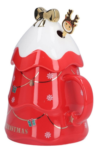 Taza De Cerámica En Forma De Árbol De Navidad Con Tapa