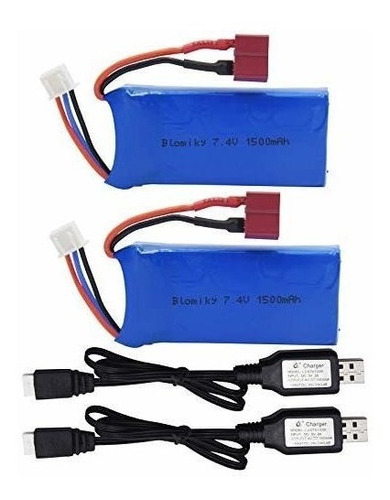 Paquete De 2 7 4v 1500mah 40c Lipo 11 1wh Batería Reca...