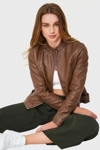 Encommium Calma Subjetivo Chaqueta Cuero Cafe Mujer | MercadoLibre 📦