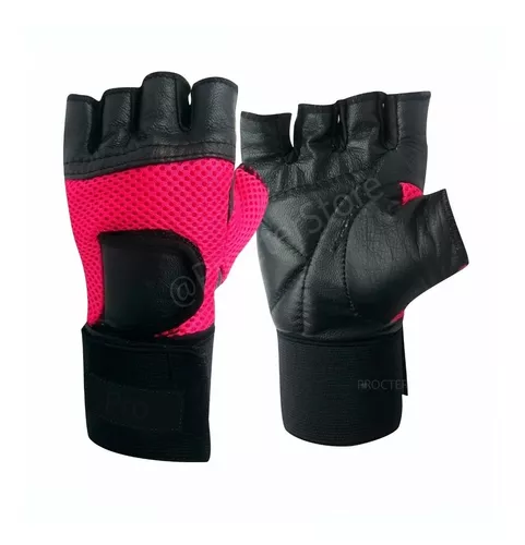 Guantes Para Gimnasio Pesas Muñequera Mujer En Cuero Talla M