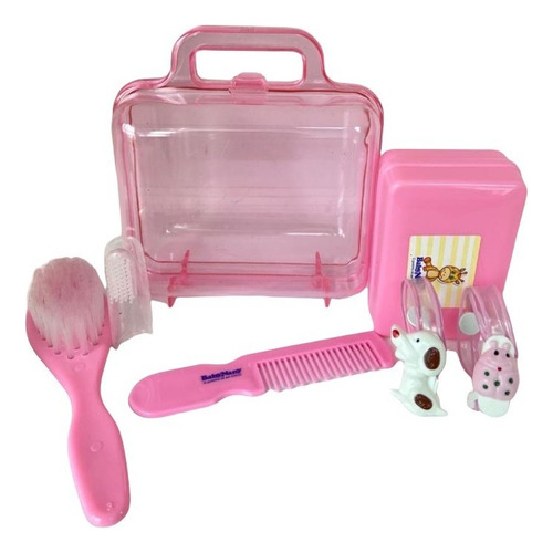 12 Kits De Cuidado Para Bebe Higiene Pente Escova Conjunto Cor Rosa