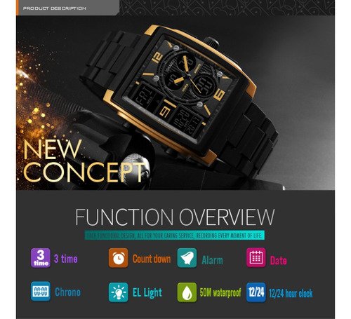 Relojes Electrónicos De Fecha Impermeables De Lujo Skmei