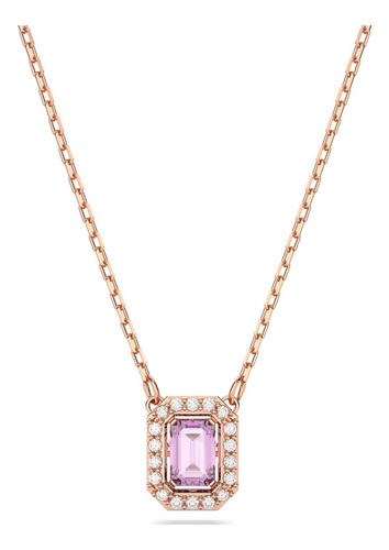 Collar Swarovski Millenia Octogonal Morado Baño Oro Rosa