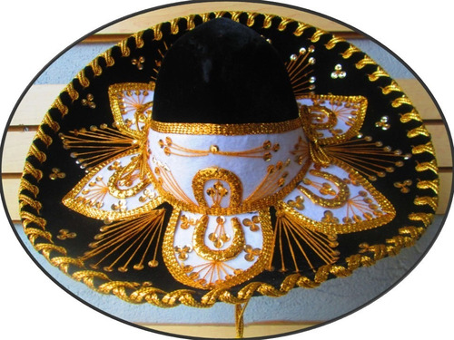 Sombrero Charro Negro Oro Plata Niño