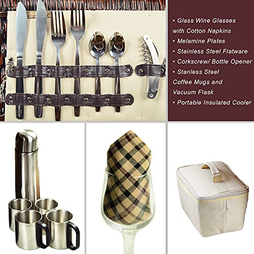 Cesta De Picnic De Sauce Buckingham Servicio 4 Manta Y ...