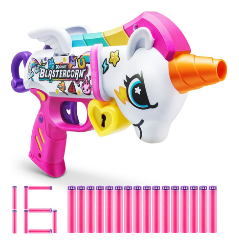 Lanza Dardos Unicornio Skins Con 16 Dardos X-shot