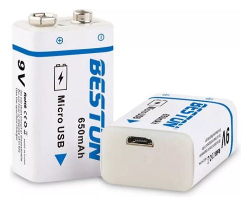 Batería Pila Recargable 9v Usb Ion-litio 1200/9800 Mah 