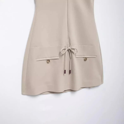 Minivestido Sin Mangas Con Cuello En V Y Estampado De Rayas