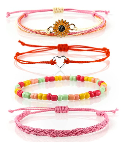 Colorful Bling 4 Piezas Verano Surf Tobillera Pulsera Cadena