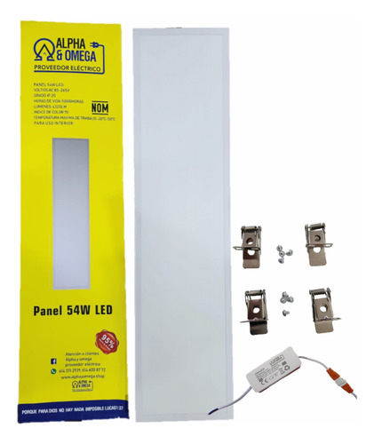 Lampara Techo Led Colgante 120x30 54w Luz Blanca 6500°k Ultra Delgada Alpha Y Omega Con 4 Soportes Para Techo O Colgante