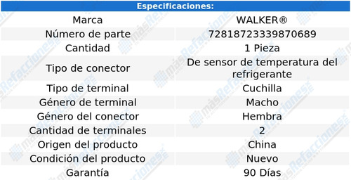 Conector Sensor Cts 535i L6 3.5l De 1988 A 1993 Walker
