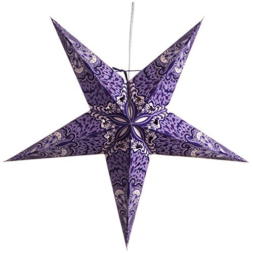 Farol Con Forma De Estrella De Papel Morado Con Cable De Ali