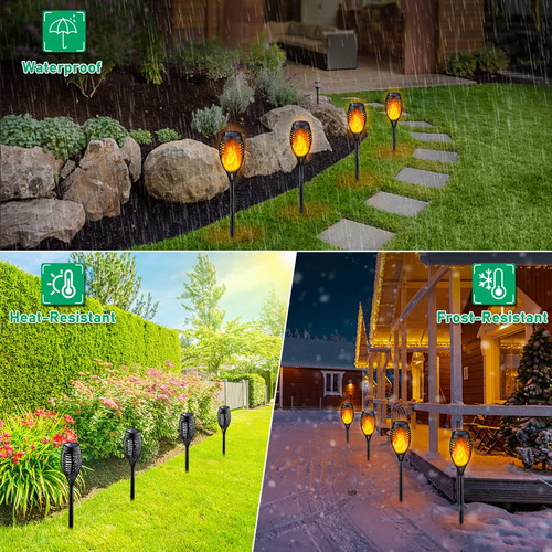 Antorcha Solar Tiki 12 Luces Led Impermeables Para Exteriore Black