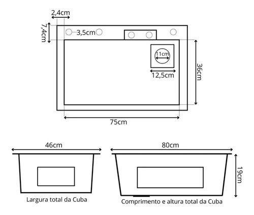 Cuba Gourmet Premium Aço Inox 304 + Torneira Inovartte Icb17 Cor Preto