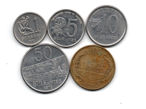Paraguay Lote 5 Monedas Diferentes Guaranies Dec. '70 A '90