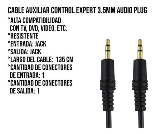 Imagen 3 de 10 de Cable Auxiliar Jack 3.5 Mm Audio Plug 1.8 Metros 11-1005