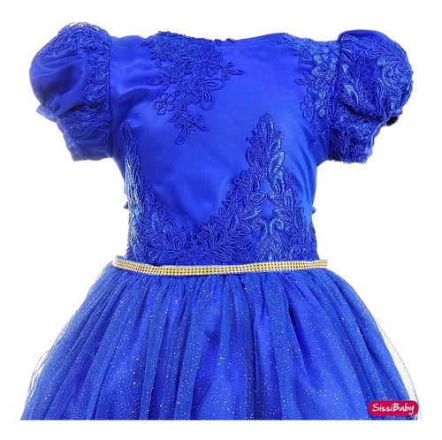 Vestido Infantil Juvenil Azul Royal Realeza Formatura Linha