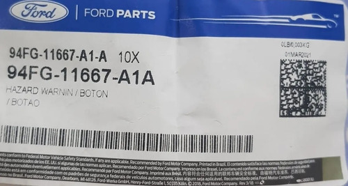 Imagen 2 de 2 de Boton Luz Intermitente Emergencia Ford Fiesta Power Max Move