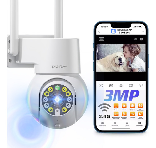 Cámaras De Seguridad Ultra Hd 3mp Exterior Wifi Con 360 Ptz