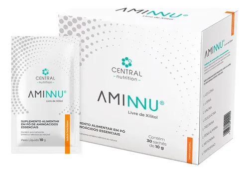 Aminnu Sem Xilitol - 10g 30 Sachês - Tangerina Central Nutrition