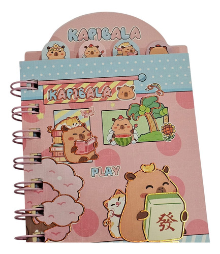 Libreta Capibara 15 X 9 Cms Separadores Kawaii Mini