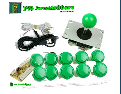 Kit Arcade Completo Zero Delay Sanwa Genérico Verde