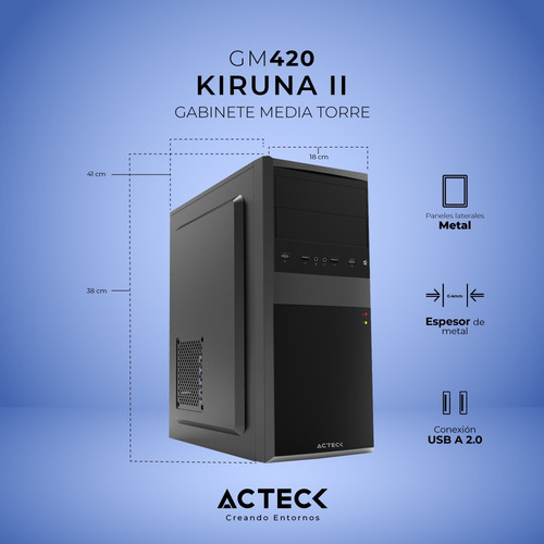 Gabinete Acteck Kiruna Ii Gm420 Midi-tower Usb 2 Fuente 500w