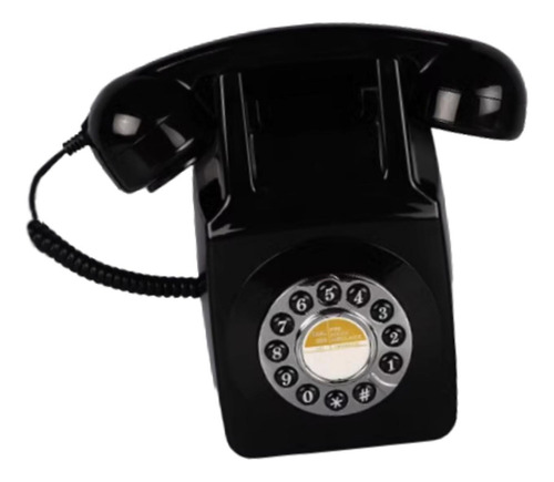 Teléfono Fijo Retro De Pared Con Dial Para Sala De Negro