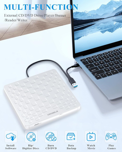 External Cd Dvd Drive For Laptop, Usb 3.0 Type-c Ultra Sl...