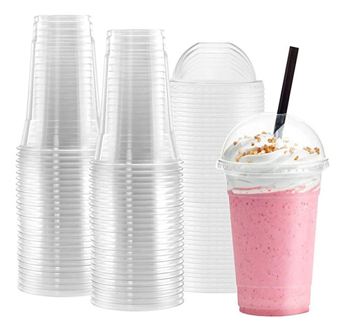 Vaso Frappe Descartable 400cc Con Tapa Domo X 100 Un