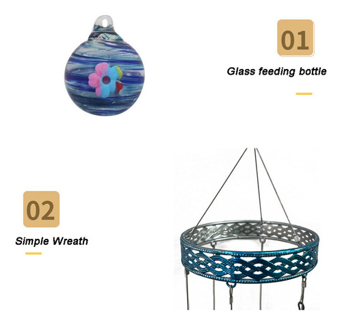 P Feeder Outdoor Hanging Iron Wind Chime Glass Hummingbird