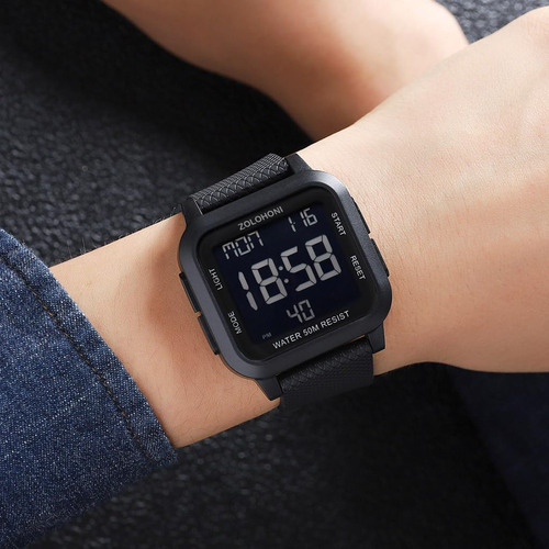 Reloj Zolohoni Square Led Digital Para Hombre, Resistente Al