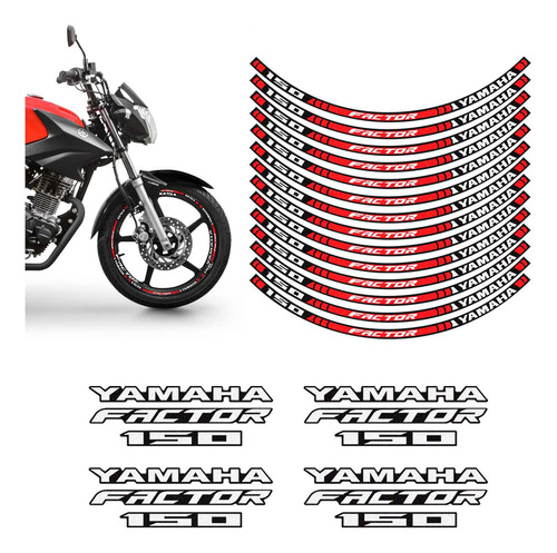 Adesivo De Roda Moto Yamaha Factor 150 Vermelho Refletivo