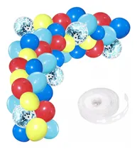 Comprar Arco De Globos Confeti Chico - Celeste Azul Rojo Amarillo