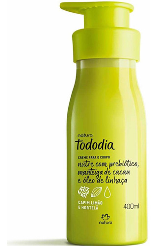 Creme Hidratante Corporal Natura Tododia - 400ml Fragrâncias Tipo De Embalagem Pote Fragrância Capim Limão E Hortelã