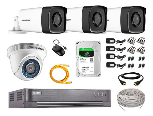 Kit 4 Cámaras De Seguridad It3f Hikvision Full Hd 1tb 40m Ir