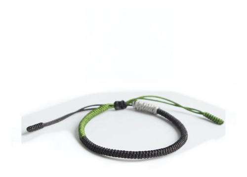 Pulsera Tibetana, Corazón Buddha, Hecha A Mano, Una Pieza Color Negro/verde/gris Diámetro 18 Cm Largo 18 Cm