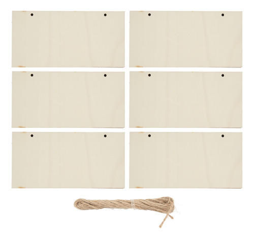 Placa Rectangular De Madera En Blanco, 6 Unidades, Decorativ