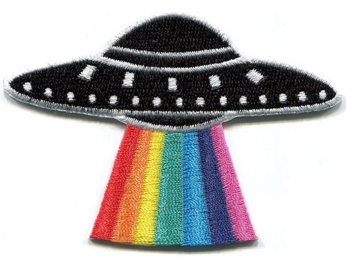 Rainbow Ufo Alien Lgbt Disco Volador Diy Bordado Apliqu...