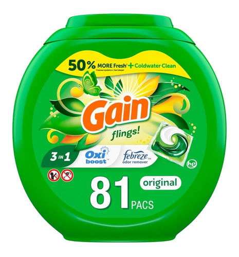 Detergente En Capsulas Gain Flings Original 81 Pods