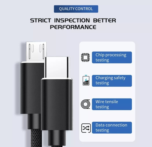 Imagen 2 de 4 de Cable Cargador Y Datos / C A Micro Usb / 1 Metro / Milenoil