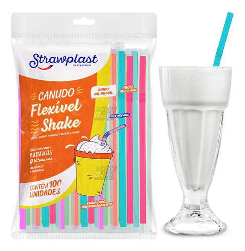 Canudos Varias Cores Shake Milkshakes Reforçado 8mm - 200un Cor Colorido