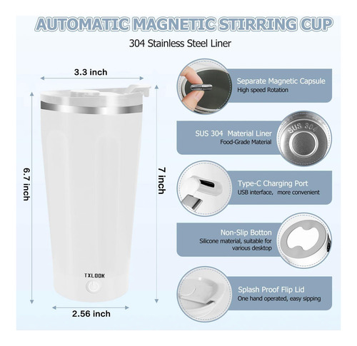 Taza De Café De Agitación Magnética Automática Recargable De