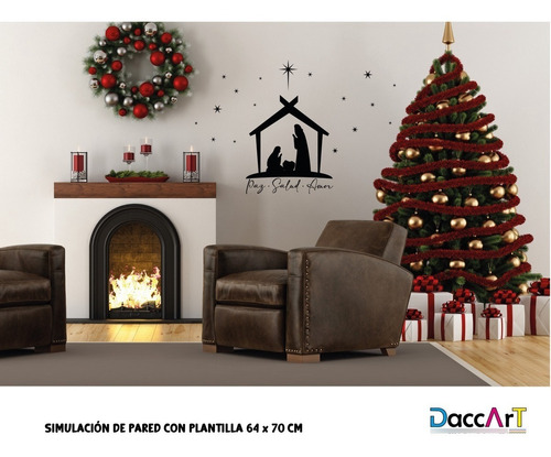 Vinil Navideño Decorativo Negro Nacimiento Estrella Navidad 