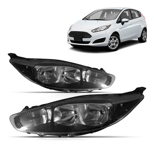 Farol Fiesta Hatch 2014 2015 2016 Foco Duplo Mascara Negra