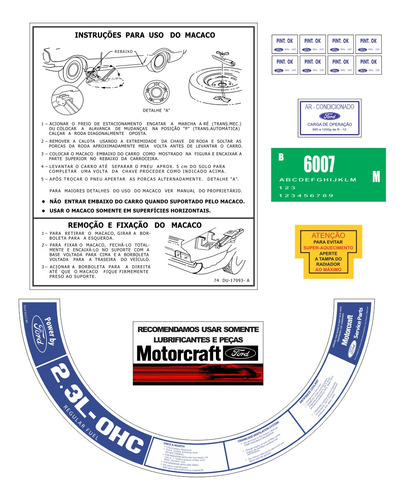 Kit Adesivo Etiqueta Motor Ford Maverick 2.3l Et02