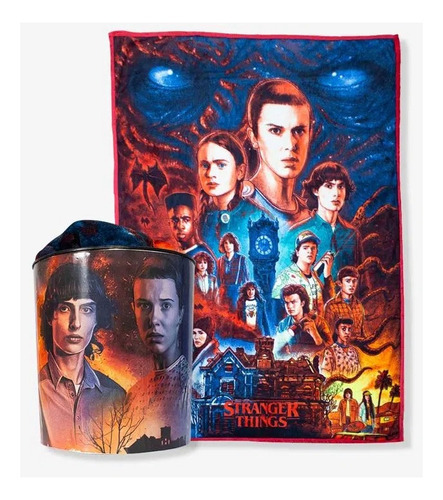 Kit Mantinha Com Balde Stranger Things Zona Criativa Cor Azul-turquesa