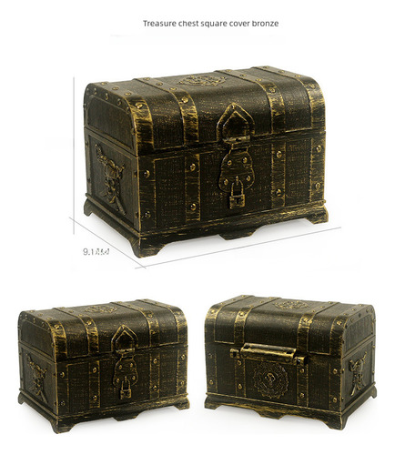Cofre Redondo De Bronce, 14 X 11 X 10 Cm, Diseño Pirata Chap