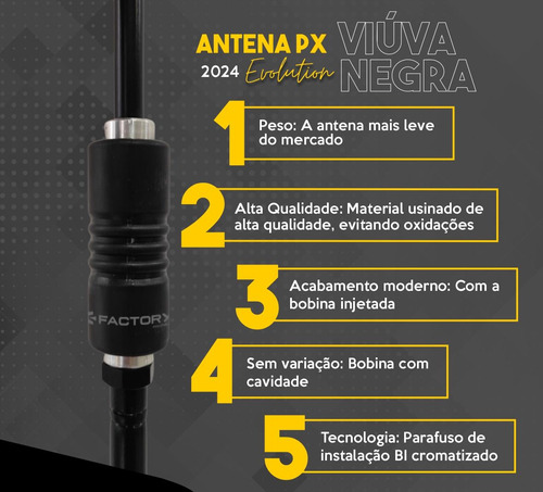Kit Radio Px 40 Canais Antena Viúva Negra Cabo Suporte Volvo
