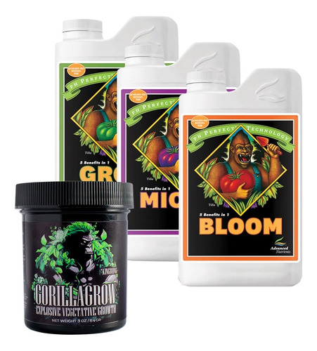 Kit Autocultivo Advanced Nutrients Trio 1l + Gorillagrow 4oz